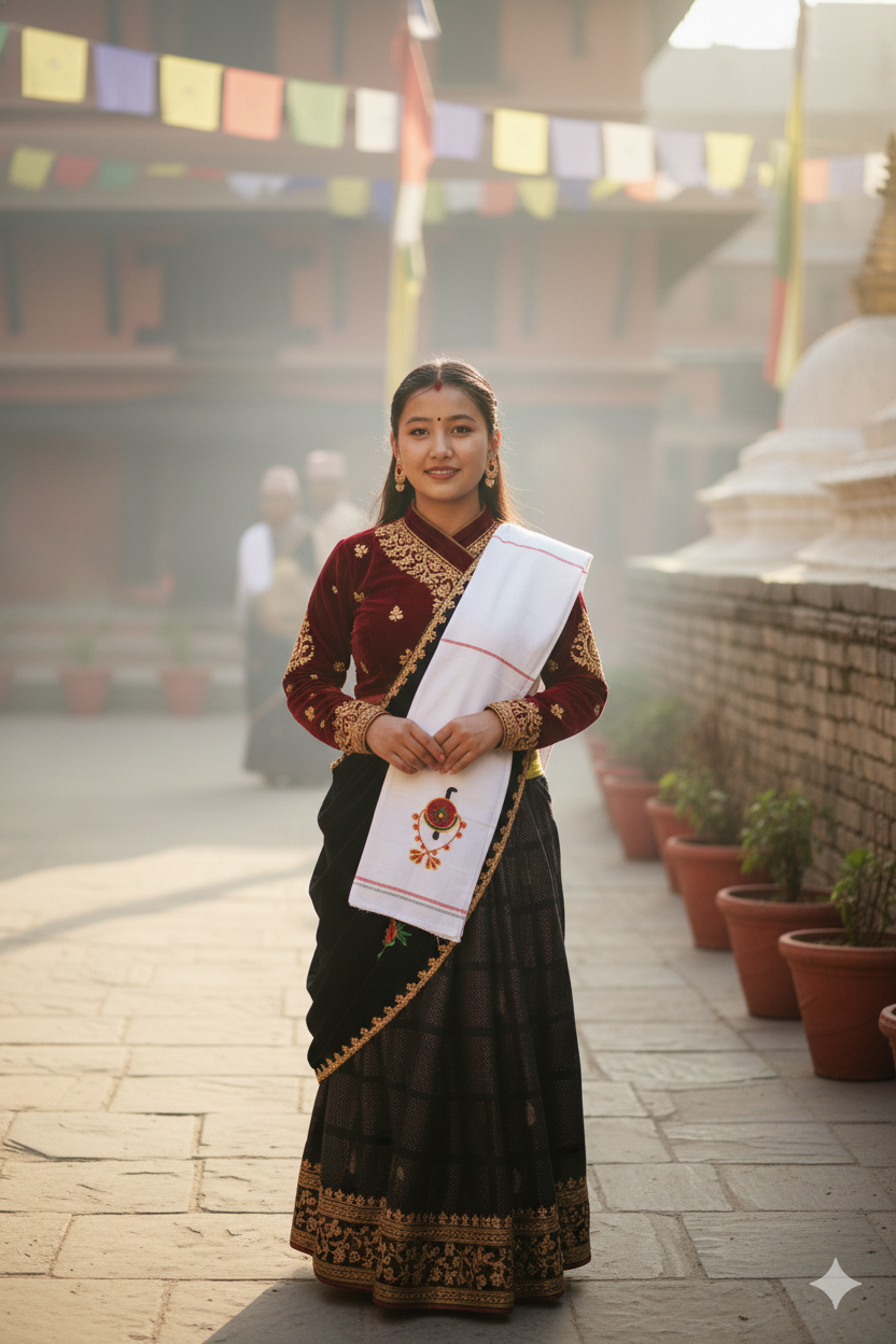 Magar White Khurpeto Shawl